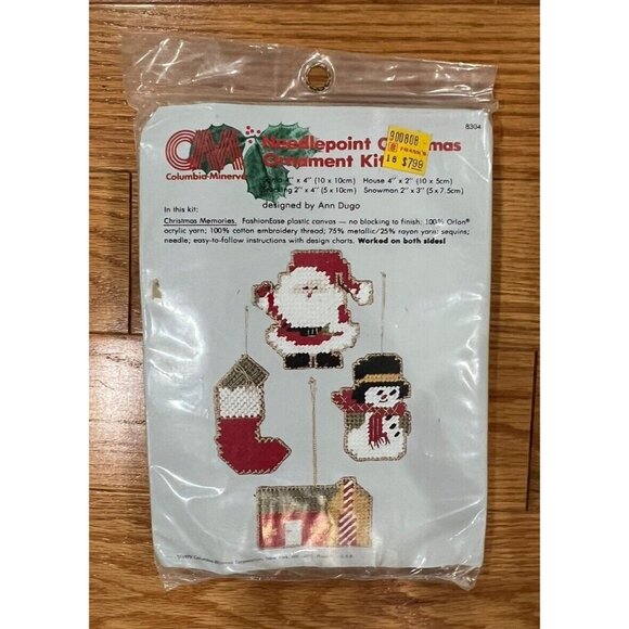 Vintage Columbia-Minerva Needlepoint Ornament Kit #8304 Christmas Memories-1979 - Picture 1 of 3